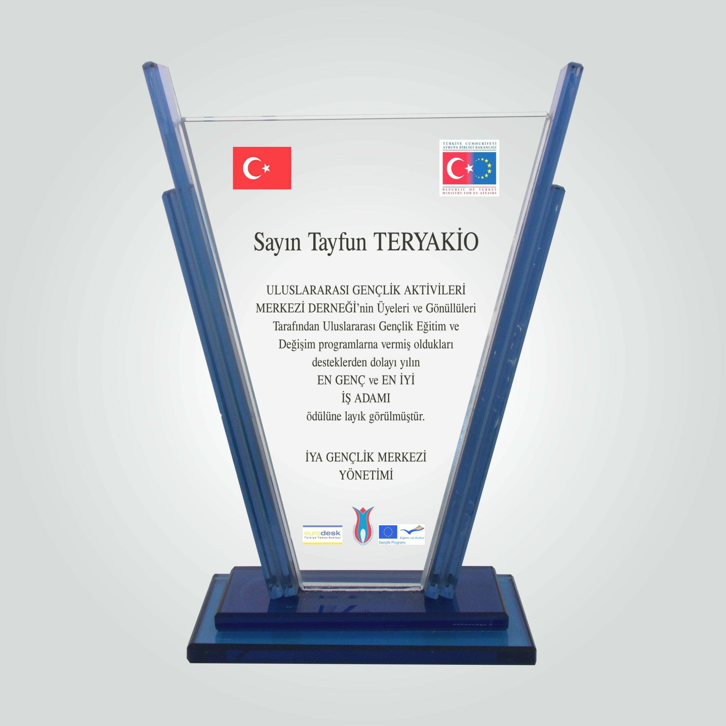 Siyah Cam Kristal Cam En İyi İş Adamı Ödülü Plaketi - Görsel 2