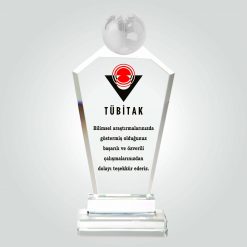 Özel Dünya Küreli Kristal Cam Teşekkür Plaketi