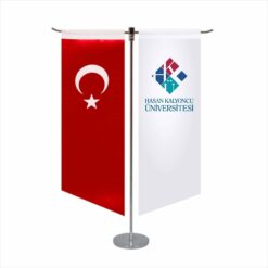 T Tipi Yan Kesim Masa Bayrağı (Direkli)