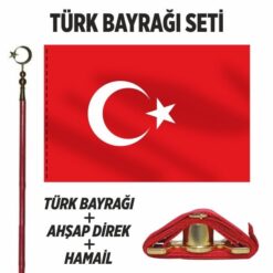 Okul Flaması Tören Türk Bayrağı Takım Seti