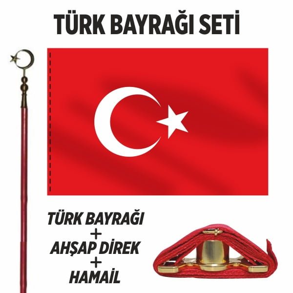 Okul Flaması Tören Türk Bayrağı Takım Seti