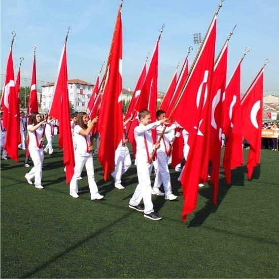 Okul Flaması Tören Türk Bayrağı Takım Seti - Görsel 5