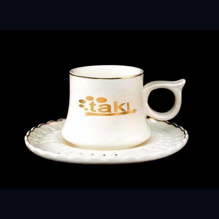 Altın Yaldızlı Porselen Türk Kahve Fincanı ve Tabağı 3 Altın Yaldızlı Porselen Türk Kahve Fincanı ve Tabağı - Görsel 3