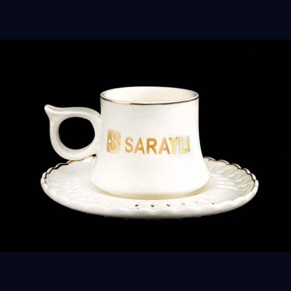 Altın Yaldızlı Porselen Türk Kahve Fincanı ve Tabağı 4 Altın Yaldızlı Porselen Türk Kahve Fincanı ve Tabağı - Görsel 4