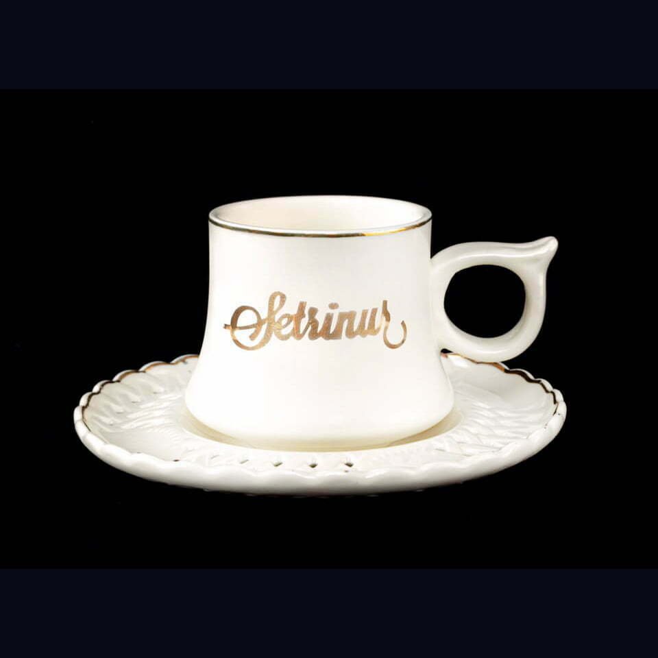 Altın Yaldızlı Porselen Türk Kahve Fincanı ve Tabağı 5 Altın Yaldızlı Porselen Türk Kahve Fincanı ve Tabağı - Görsel 5