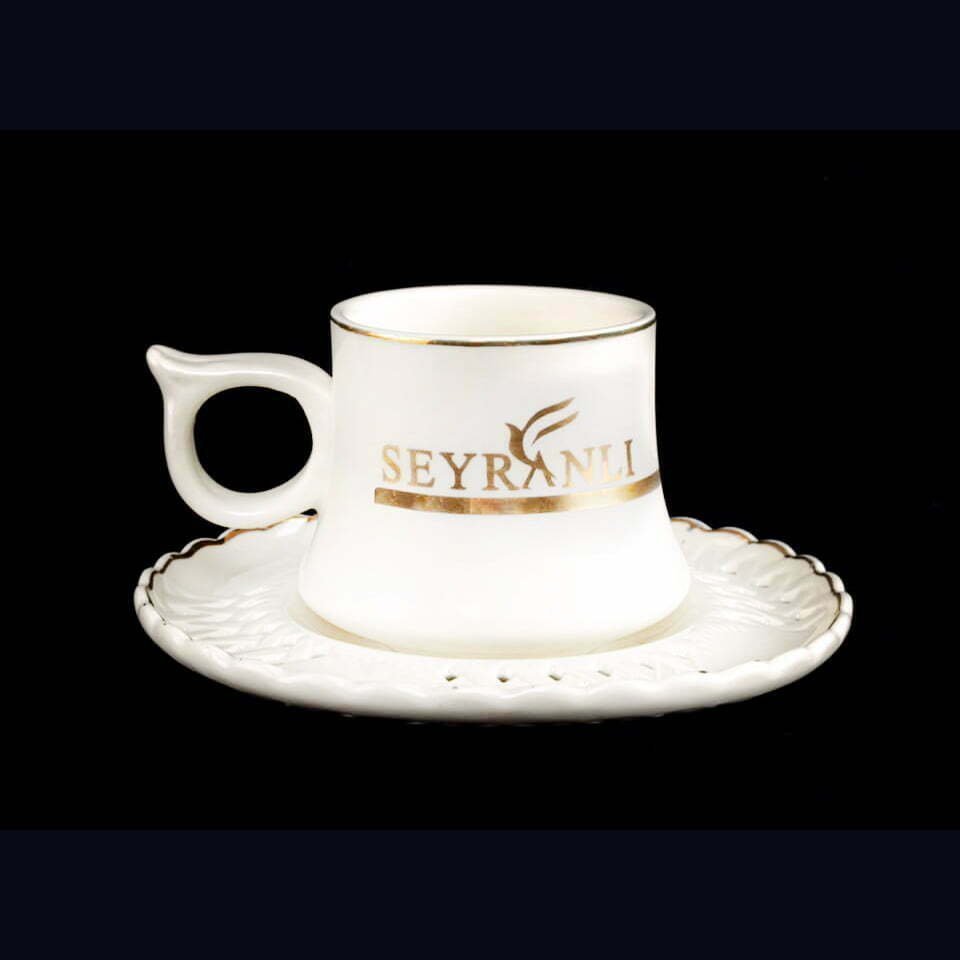 Altın Yaldızlı Porselen Türk Kahve Fincanı ve Tabağı 6 Altın Yaldızlı Porselen Türk Kahve Fincanı ve Tabağı - Görsel 6