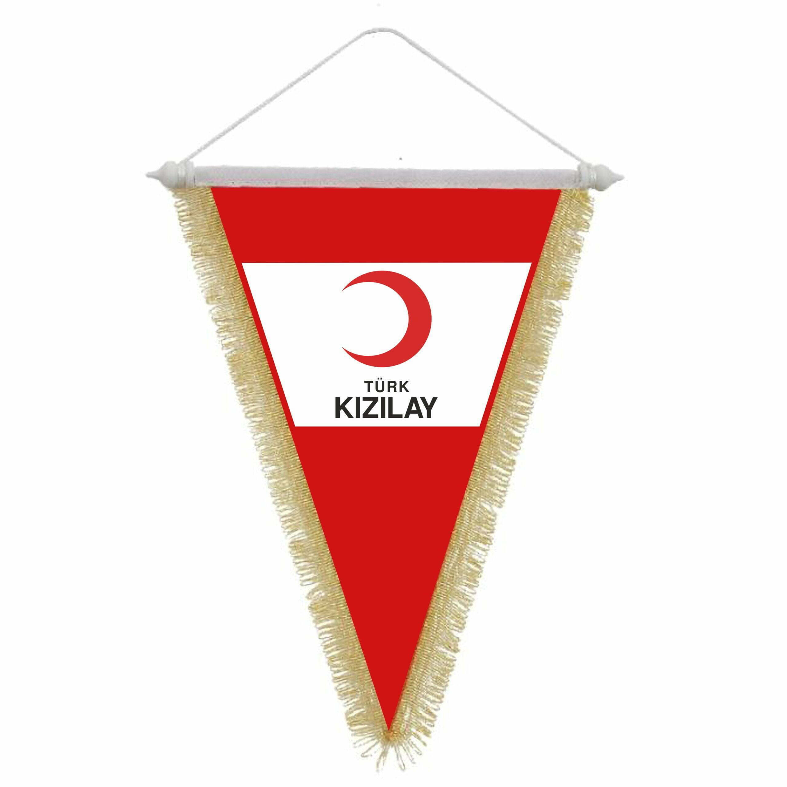 Üçgen Sarı Saçaklı Hatıra Takdim Flaması 1 Üçgen Sarı Saçaklı Hatıra Takdim Flaması