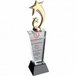 Yıldız Figürlü Kristal Cam Ödül Plaket