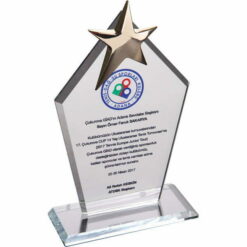 Yıldızlı Kristal Cam Sponsor Teşekkür Plaketi
