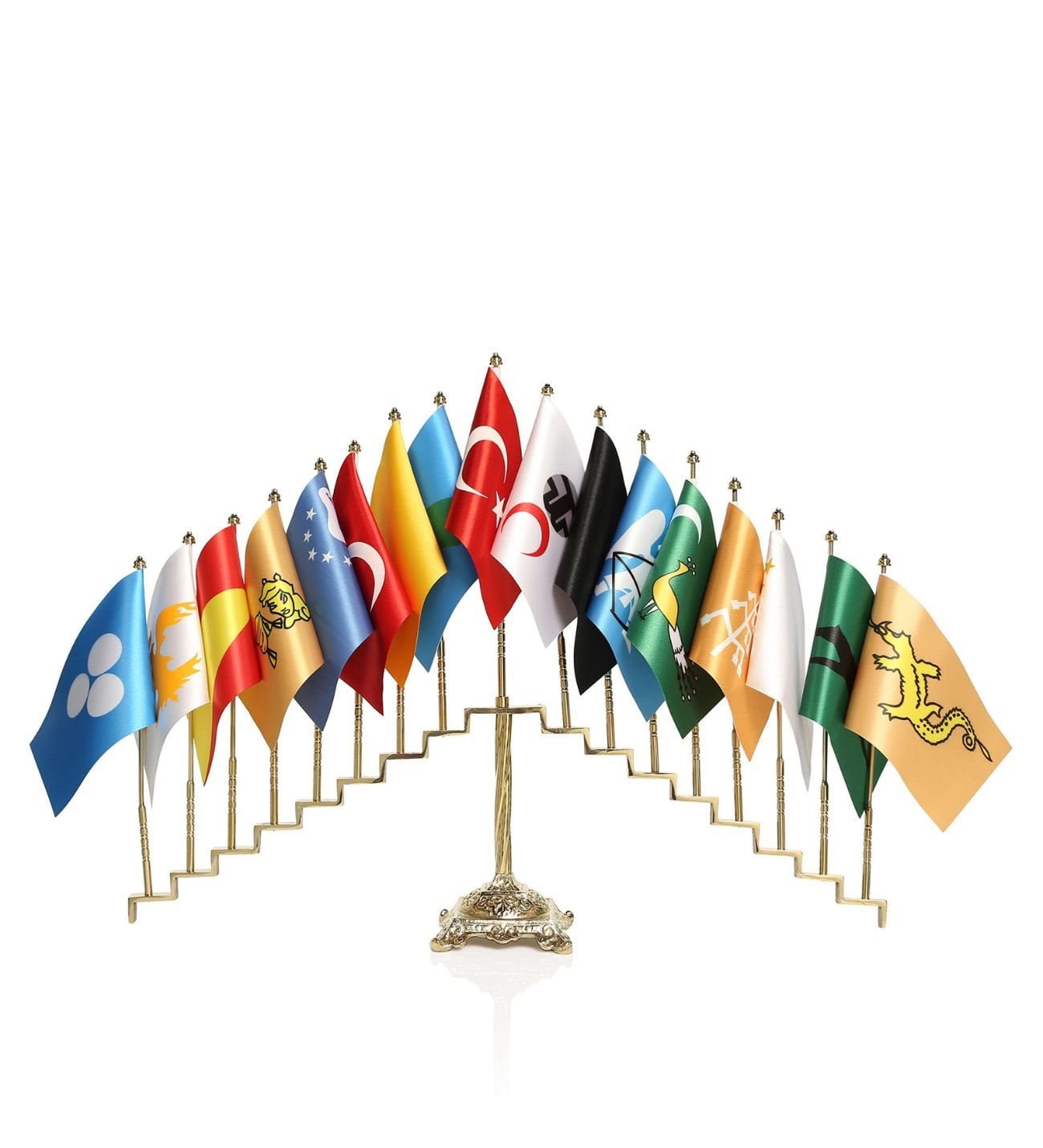 Eski Türk Devletleri Metal Pirinç Kaide Masa Seti 17 li 1 Eski Türk Devletleri Metal Pirinç Kaide Masa Seti 17 li