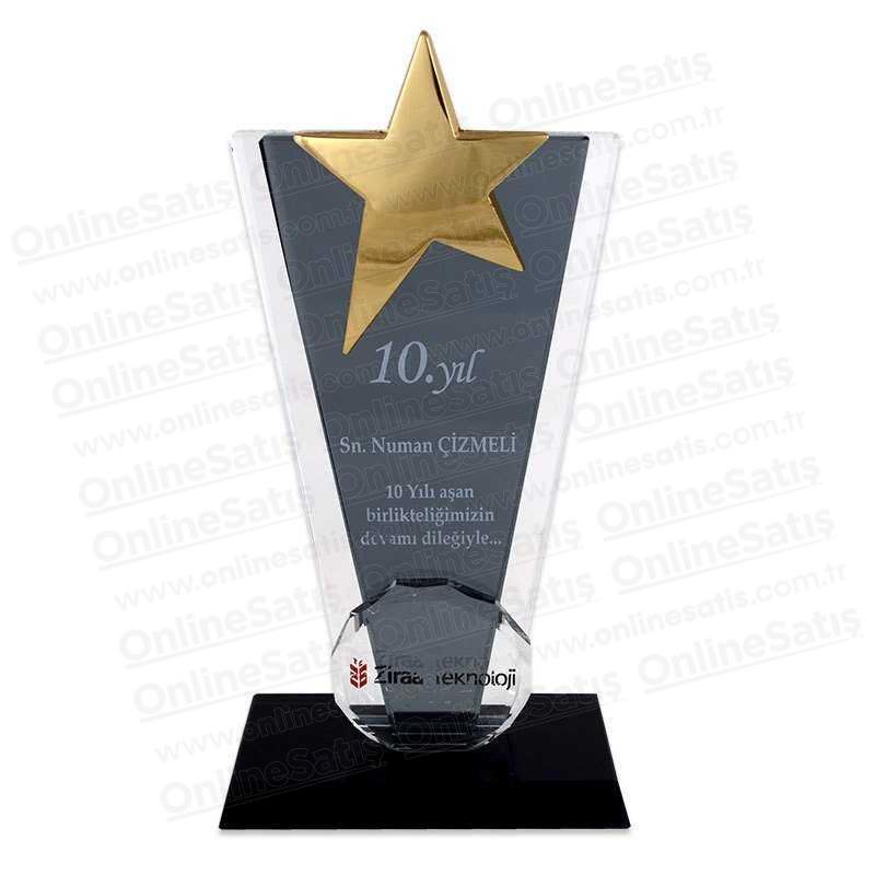 Metal Yıldızlı Fasetli Siyah Kristal