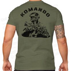 Komando Asker Baskılı Haki Renk Erkek Tişört