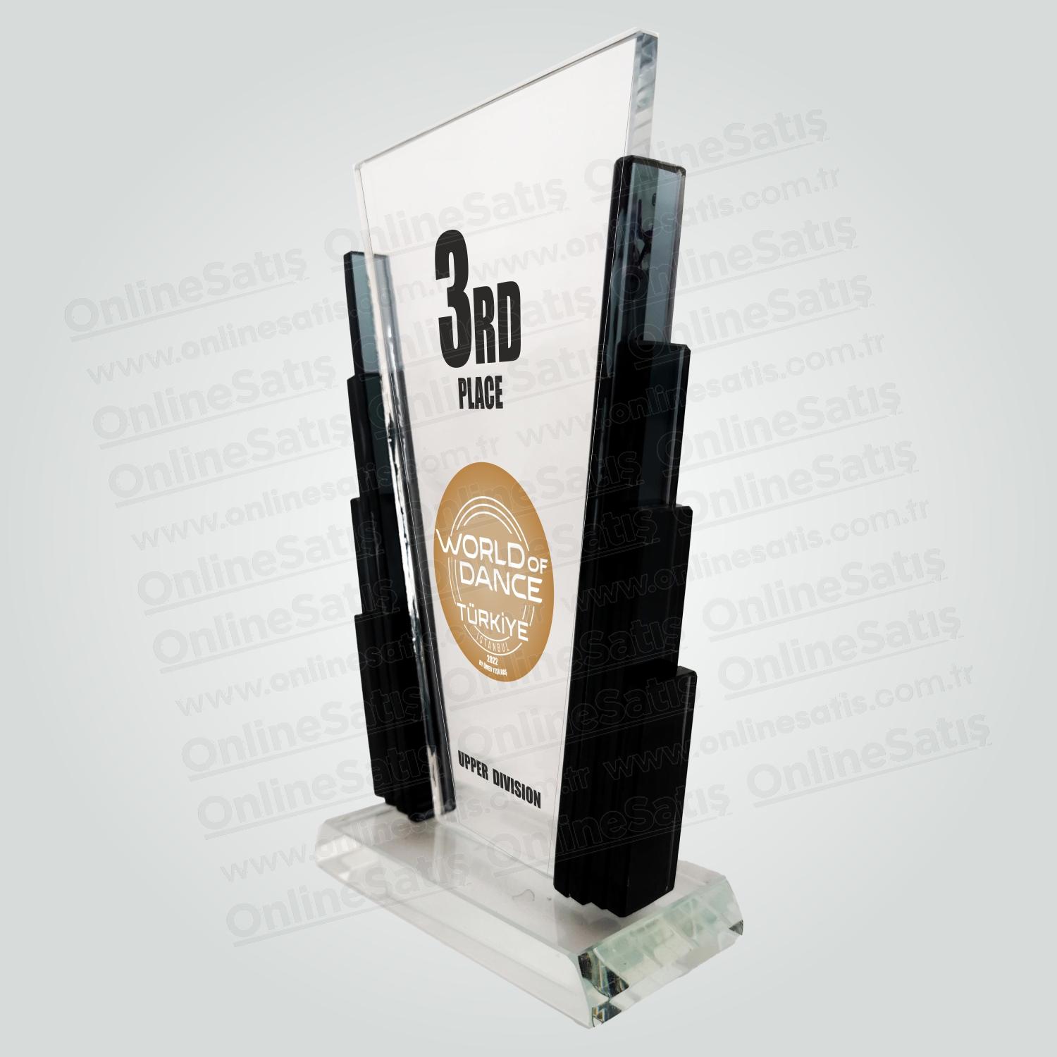 Vip Sütunlu Kristal Cam Başarı Tebrik Plaketi - Görsel 2