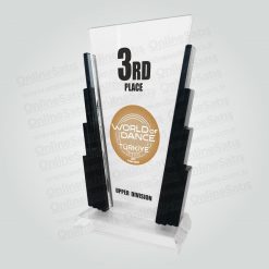 Vip Sütunlu Kristal Cam Başarı Tebrik Plaketi