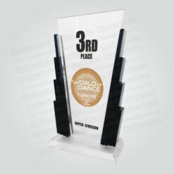 Vip Sütunlu Kristal Cam Başarı Tebrik Plaketi