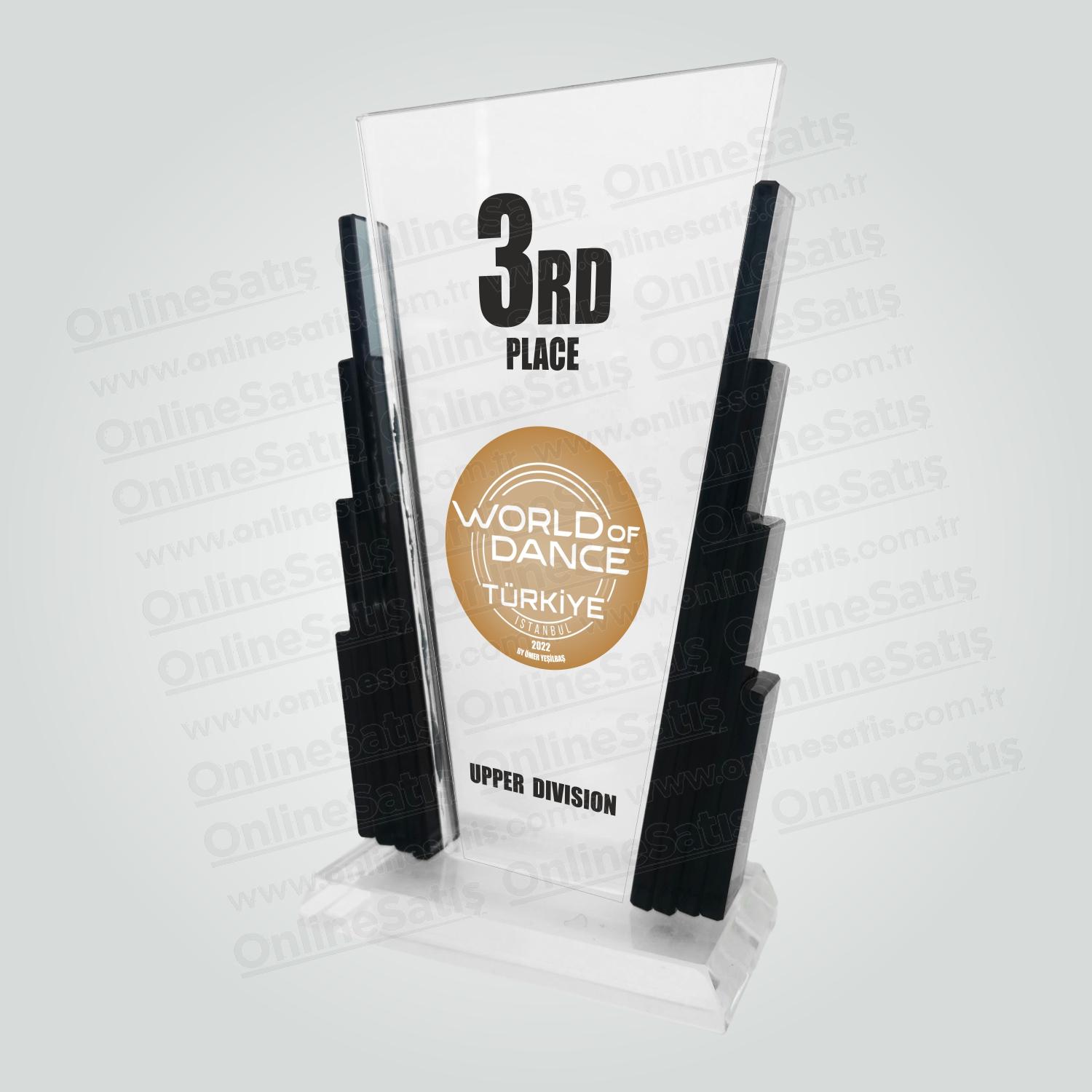 Vip Sütunlu Kristal Cam Başarı Tebrik Plaketi