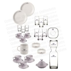 Logo Baskılı 144 Parça Cam - Porselen Ofis İkram Seti