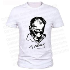 Sıfır Yaka Baskılı Atatürk Tişörtü