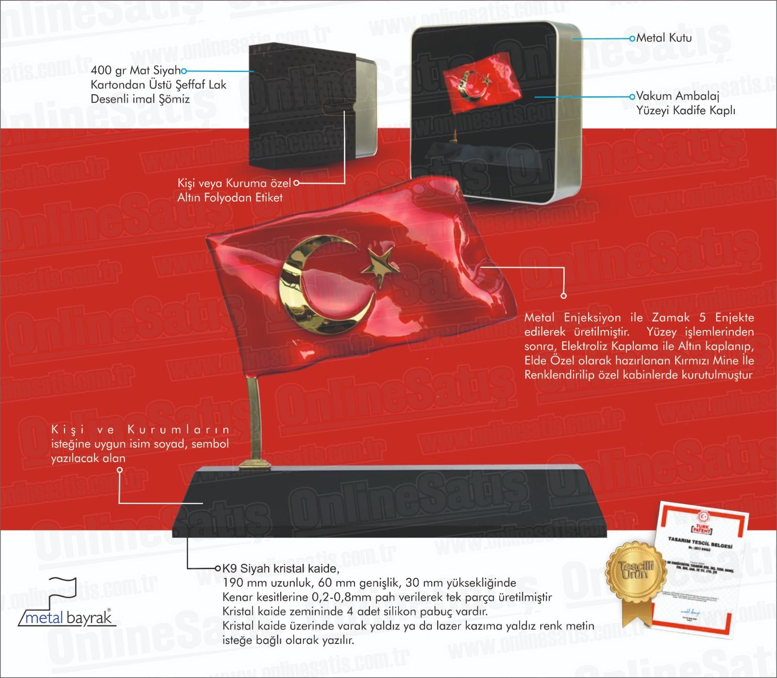 Türk Bayrağı Figürlü Metal Alt Kaideli Kristal Plaket 3 Türk Bayrağı Figürlü Metal Alt Kaideli Kristal Plaket - Görsel 3