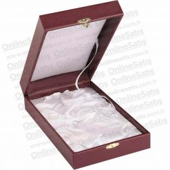 Classic Shop 32 Bordo Deri Kristal Plaket Kutusu