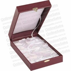 Bordo Deri Kristal Plaket Kutusu