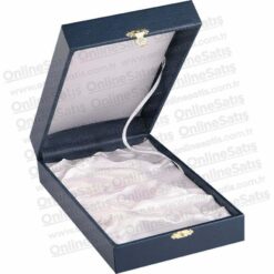 Lacivert Deri Kristal Plaket Kutusu