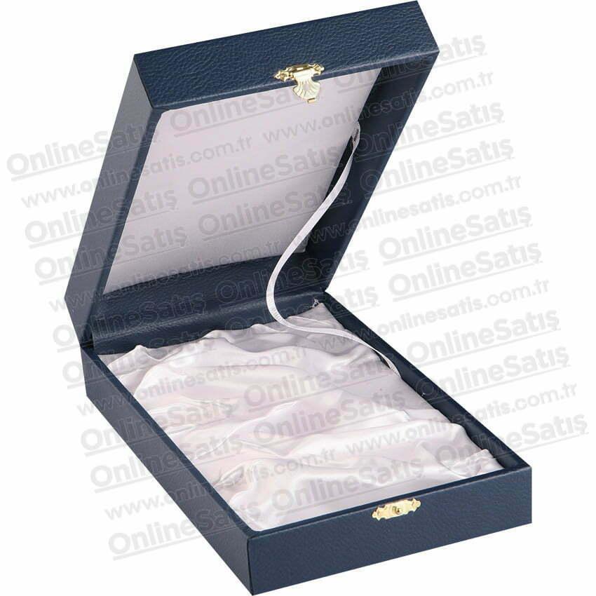 Lacivert Deri Kristal Plaket Kutusu 6 Lacivert Deri Kristal Plaket Kutusu