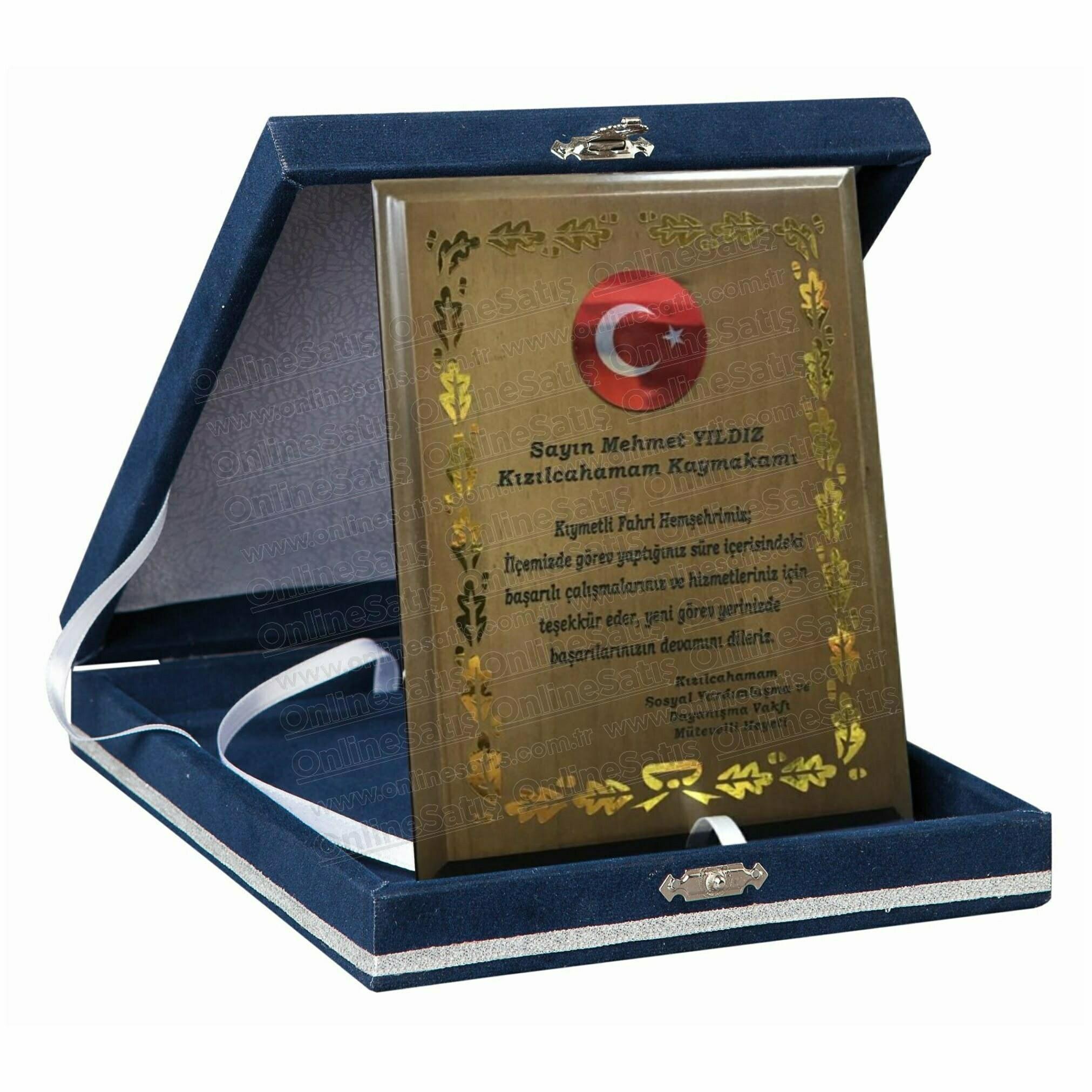 Ahşap Plaket Lazer Kesimli ve Alüminyum Levha Baskılı