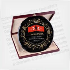 Deri Kutulu Siyah Cam Tabak Plaket