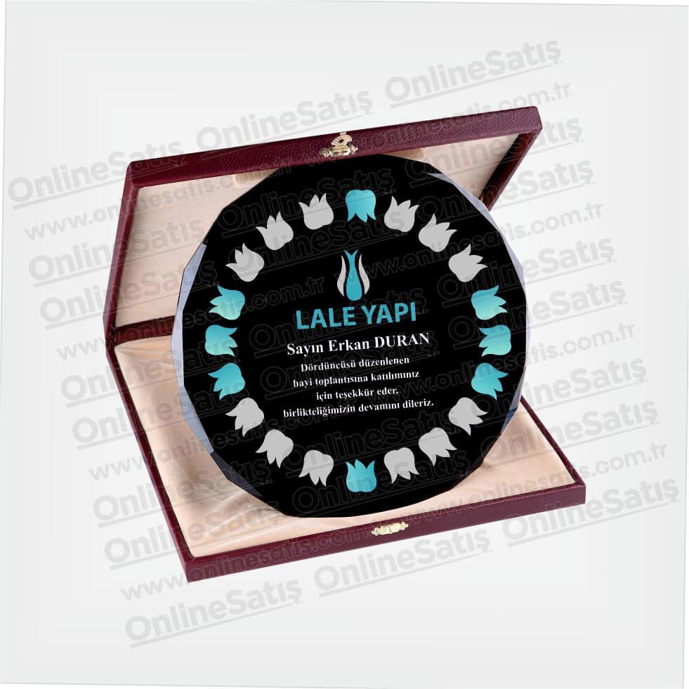 Deri Kutulu Siyah Cam Tabak Plaket 3 Deri Kutulu Siyah Cam Tabak Plaket - Görsel 3