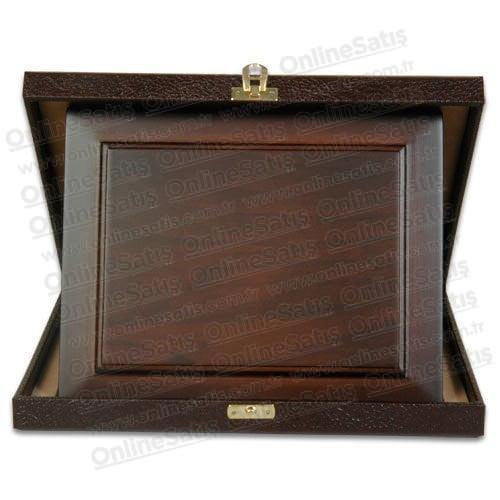 Deri Kutulu Ahşap Plaket Yatay - Görsel 3