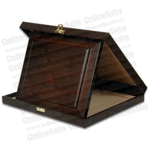 Deri Kutulu Ahşap Plaket Yatay - Görsel 2