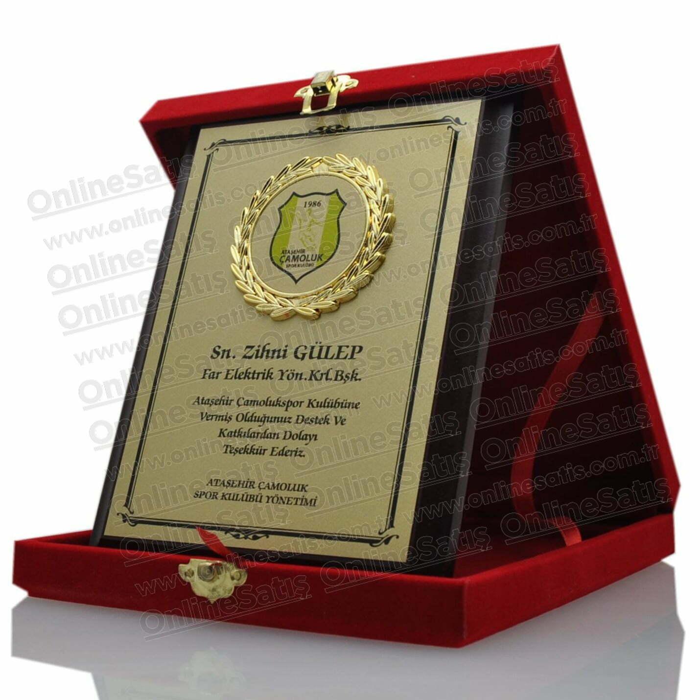 Kırmızı Kadife Kutulu Fasetli Ahşap Emek ve Katkı Plaketi 2 Kırmızı Kadife Kutulu Fasetli Ahşap Emek ve Katkı Plaketi - Görsel 2