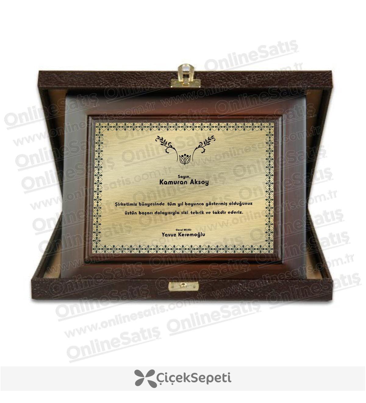 Deri Kutulu Ahşap Plaket Yatay - Görsel 4