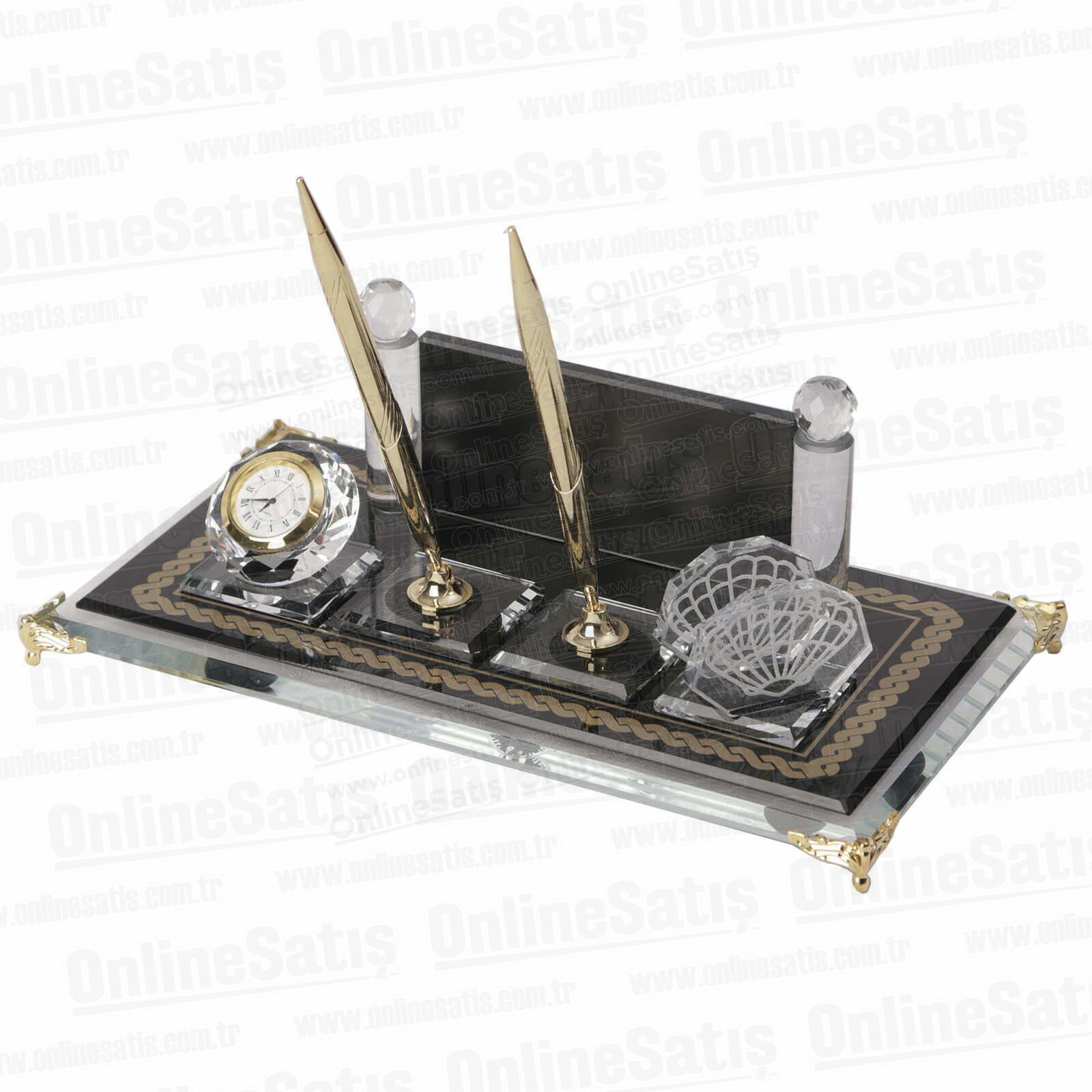 Kristal Masa İsimliği - Siyah Cam Motifli