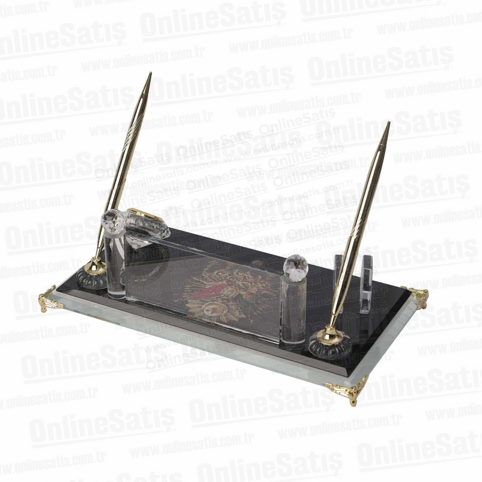 Osmanlı Tuğra Motifli Kristal Masa İsimliği - Siyah Cam 2 Osmanlı Tuğra Motifli Kristal Masa İsimliği - Siyah Cam - Görsel 2