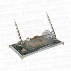 Kristal Masa İsimliği -Yeşil Motifli Cam