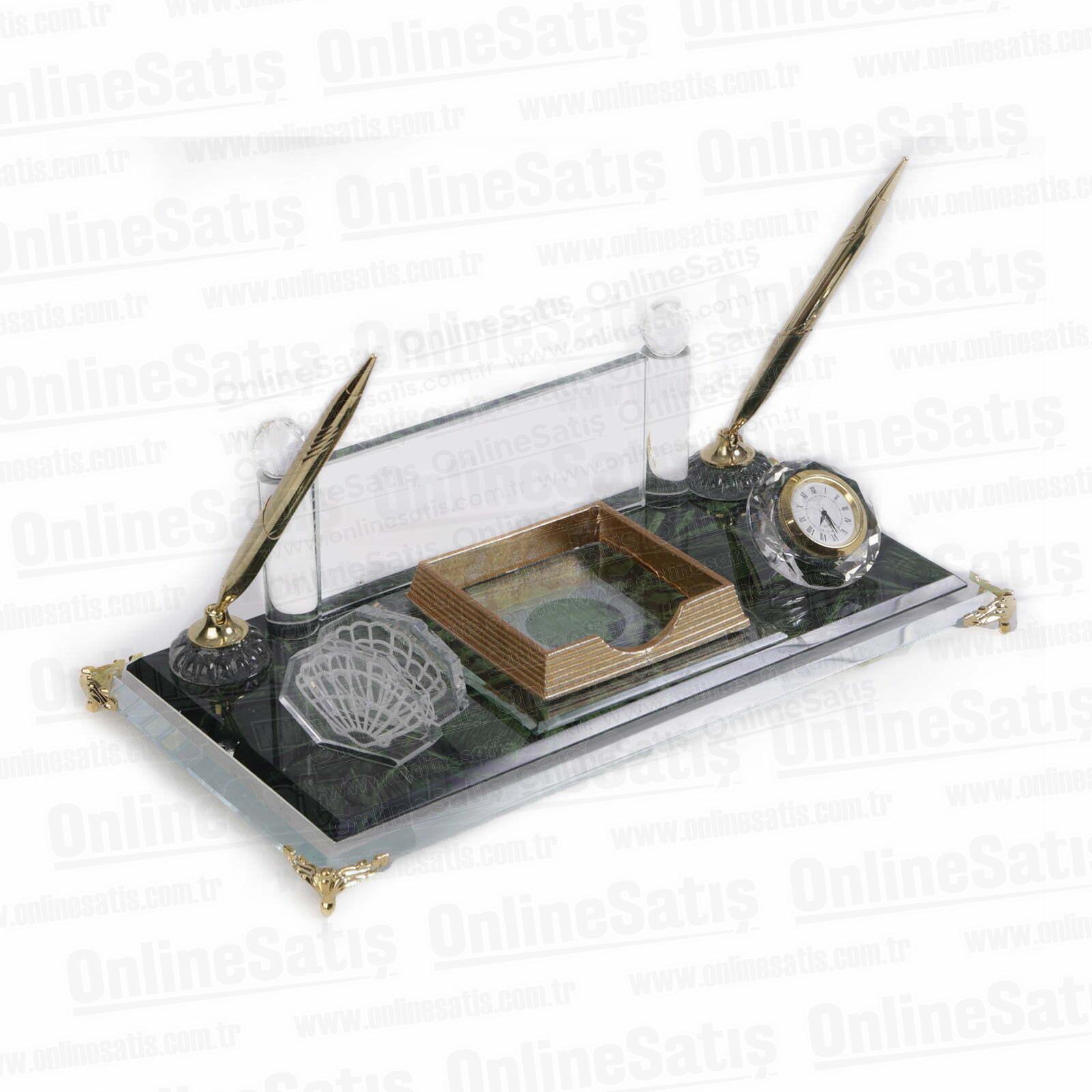 Kristal Masa İsimliği -Yeşil Motifli Cam 2 Kristal Masa İsimliği -Yeşil Motifli Cam - Görsel 2