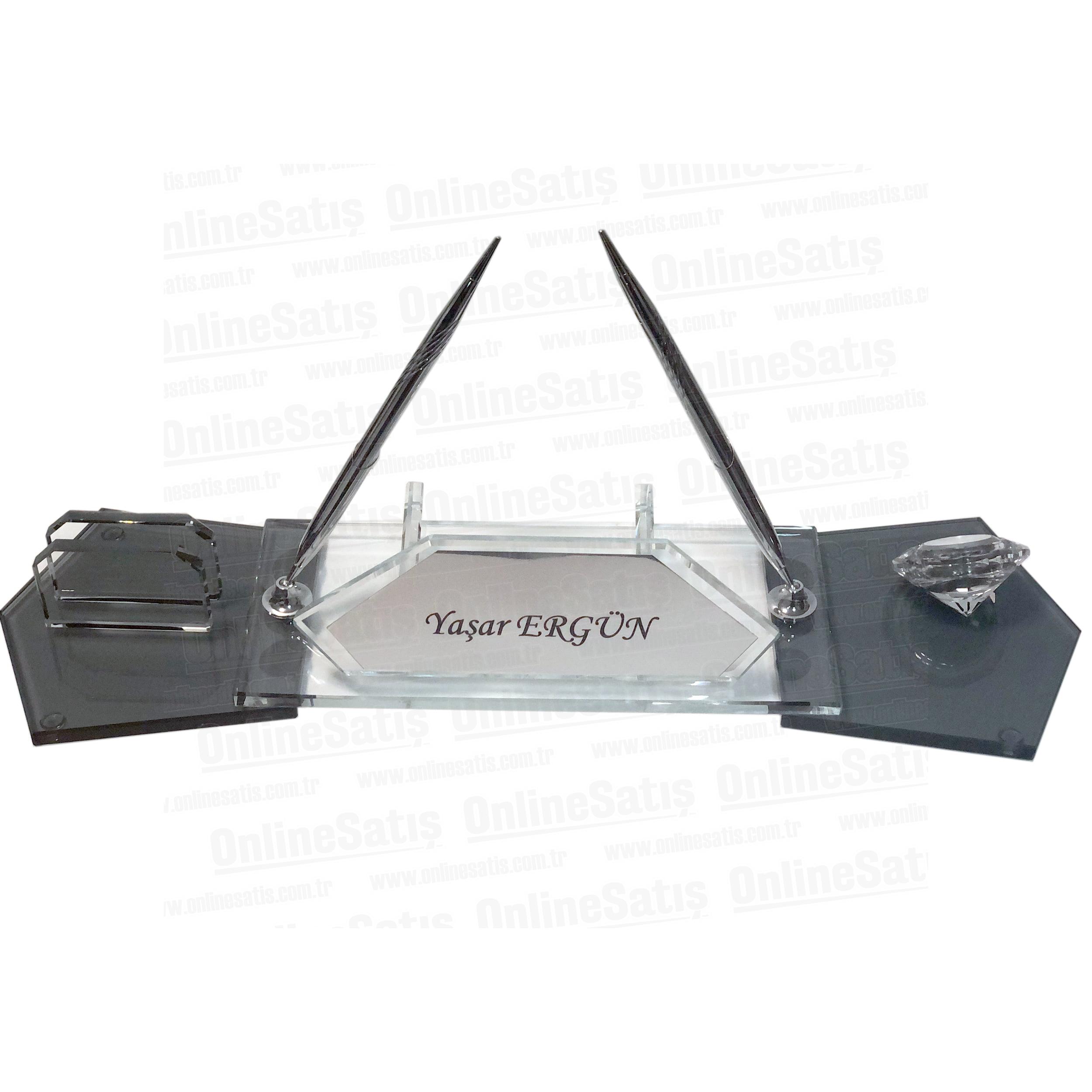 Kristal Masa İsimliği - Füme Cam 2 Kristal Masa İsimliği - Füme Cam - Görsel 2