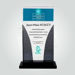 Özel Kesim Çift Cam Kristal Katılım Zirvesi Teşekkür Plaketi