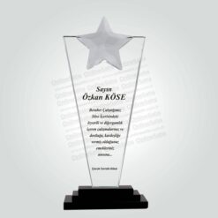 Yıldızlı Özel Cam Başarı ve Özveri Anısına Kristal Plaket