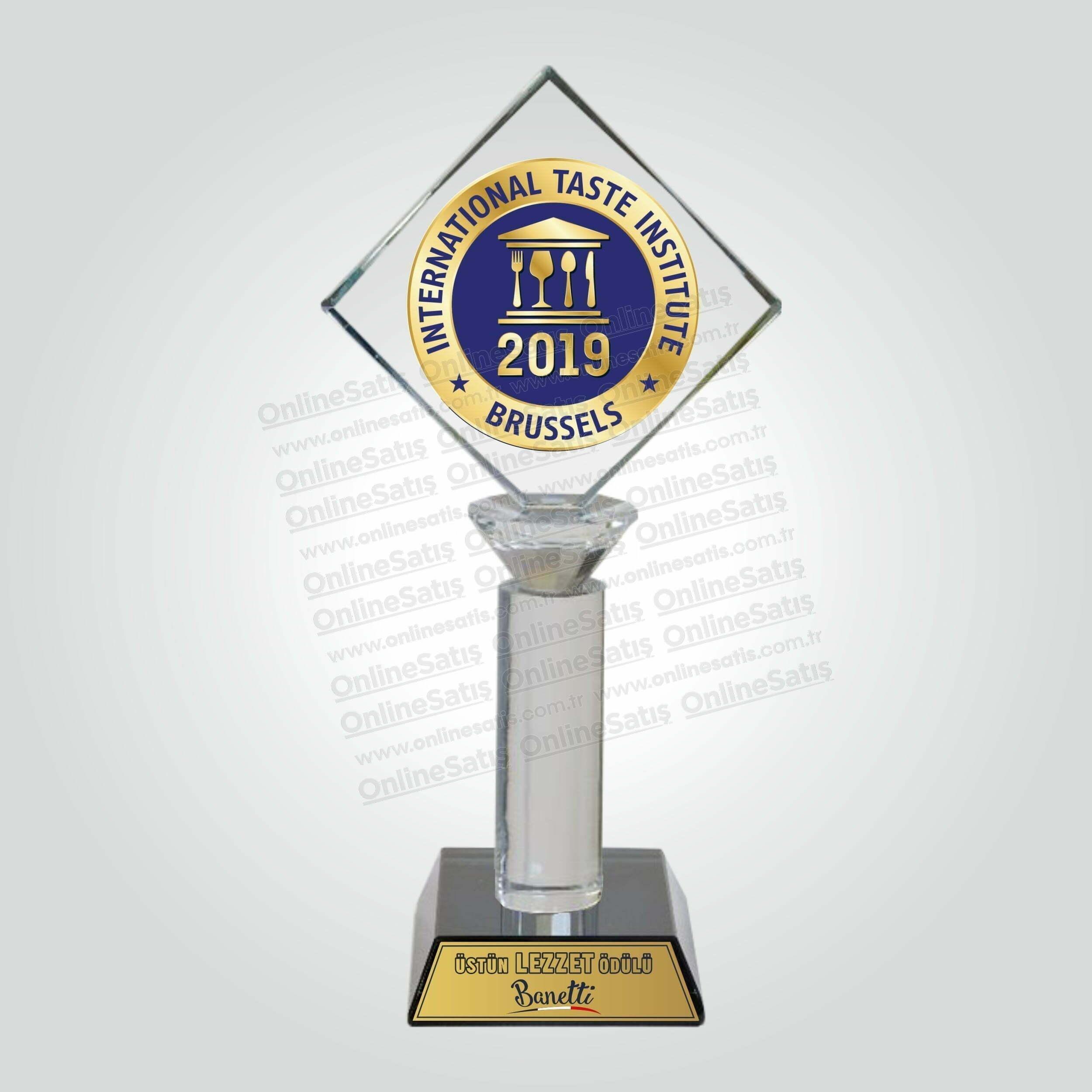 Özel Sütun Kristal Cam Üstün Lezzet Ödülü Plaketi 1 Özel Sütun Kristal Cam Üstün Lezzet Ödülü Plaketi