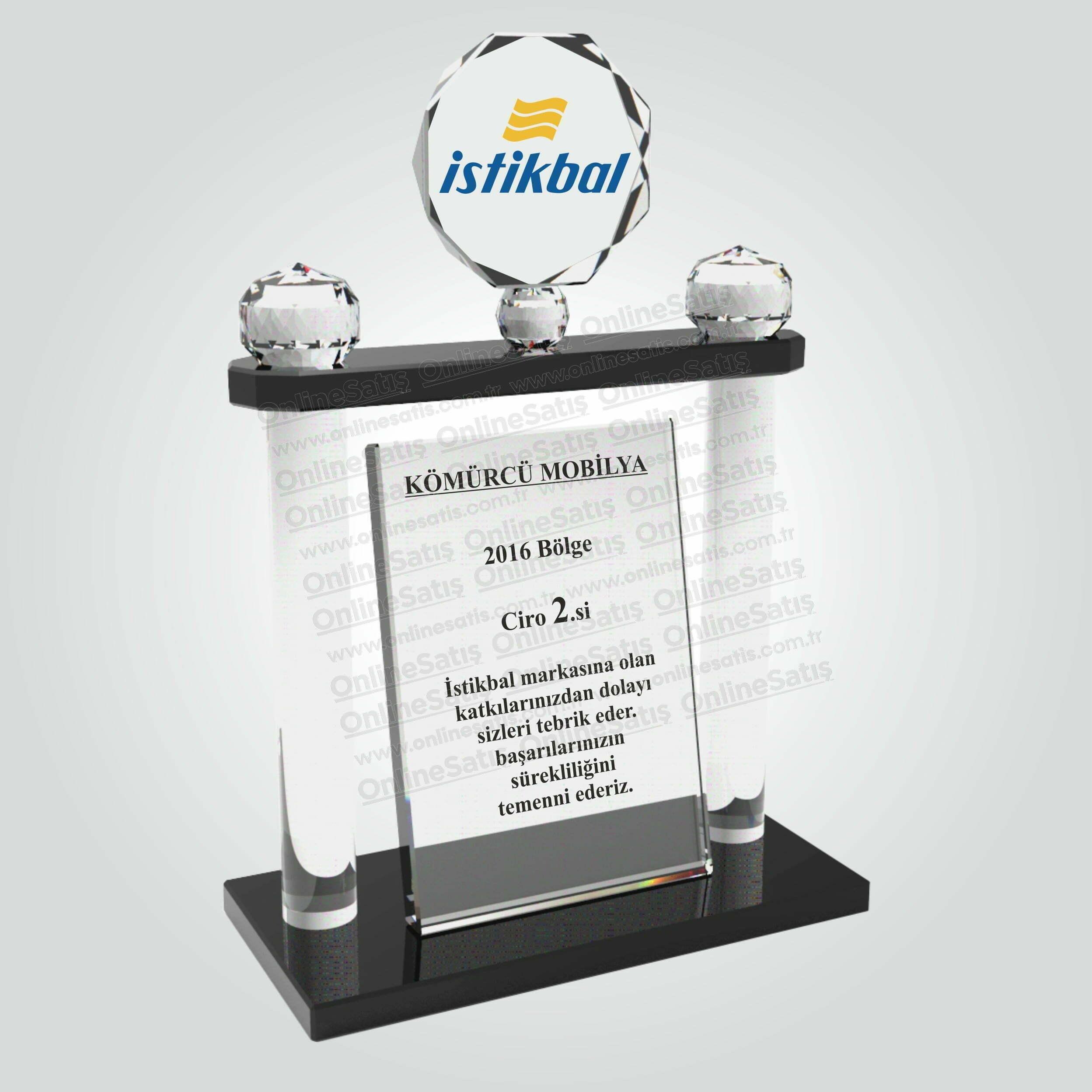Özel Sütun Kristal Cam En İyi Ciro Performansı Plaketi - Görsel 3