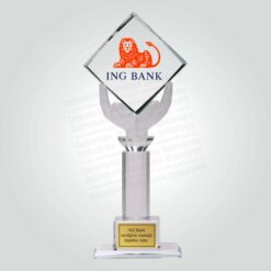 Sütun Kristal Cam Banka Teşekkür Plaketi