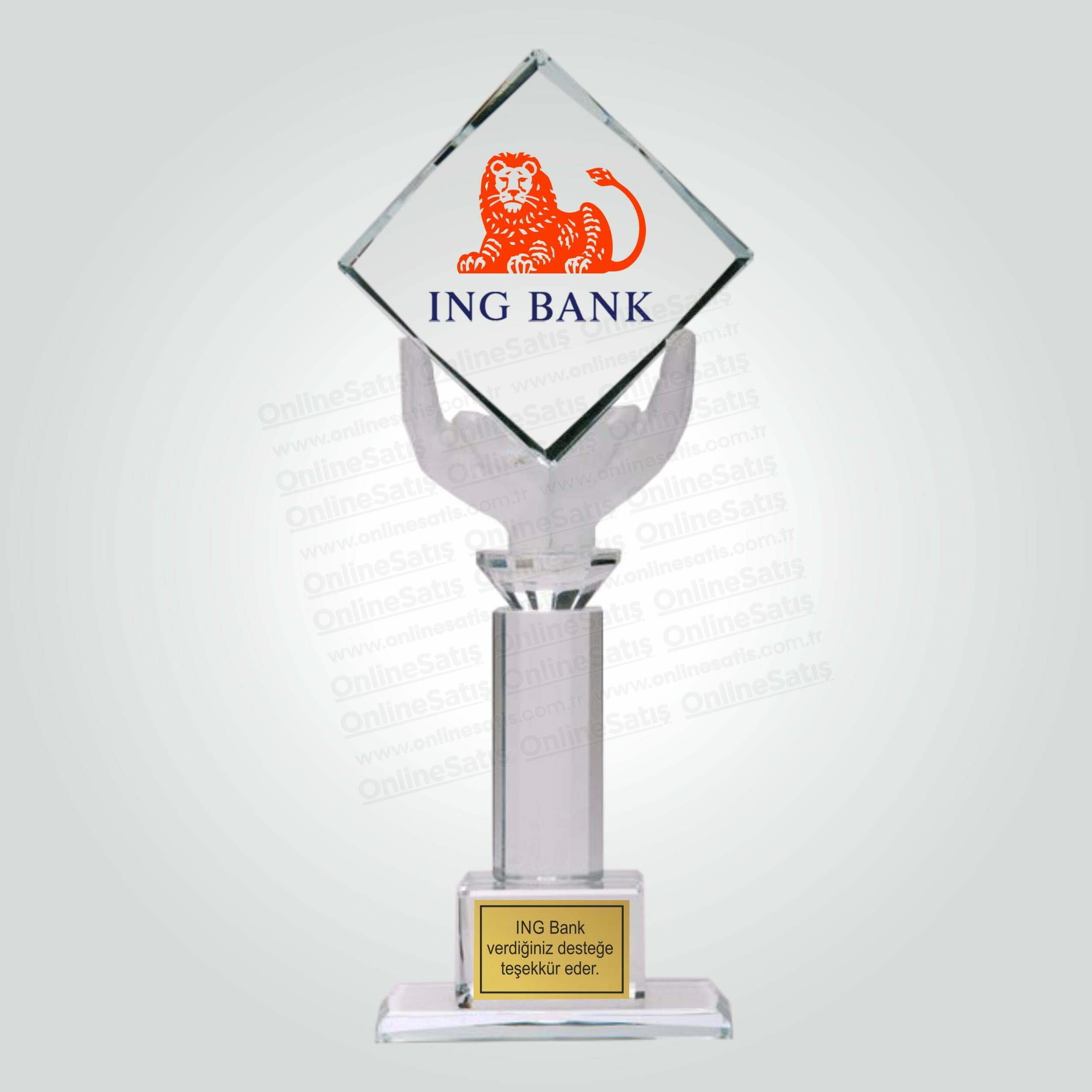 Sütun Kristal Cam Banka Teşekkür Plaketi
