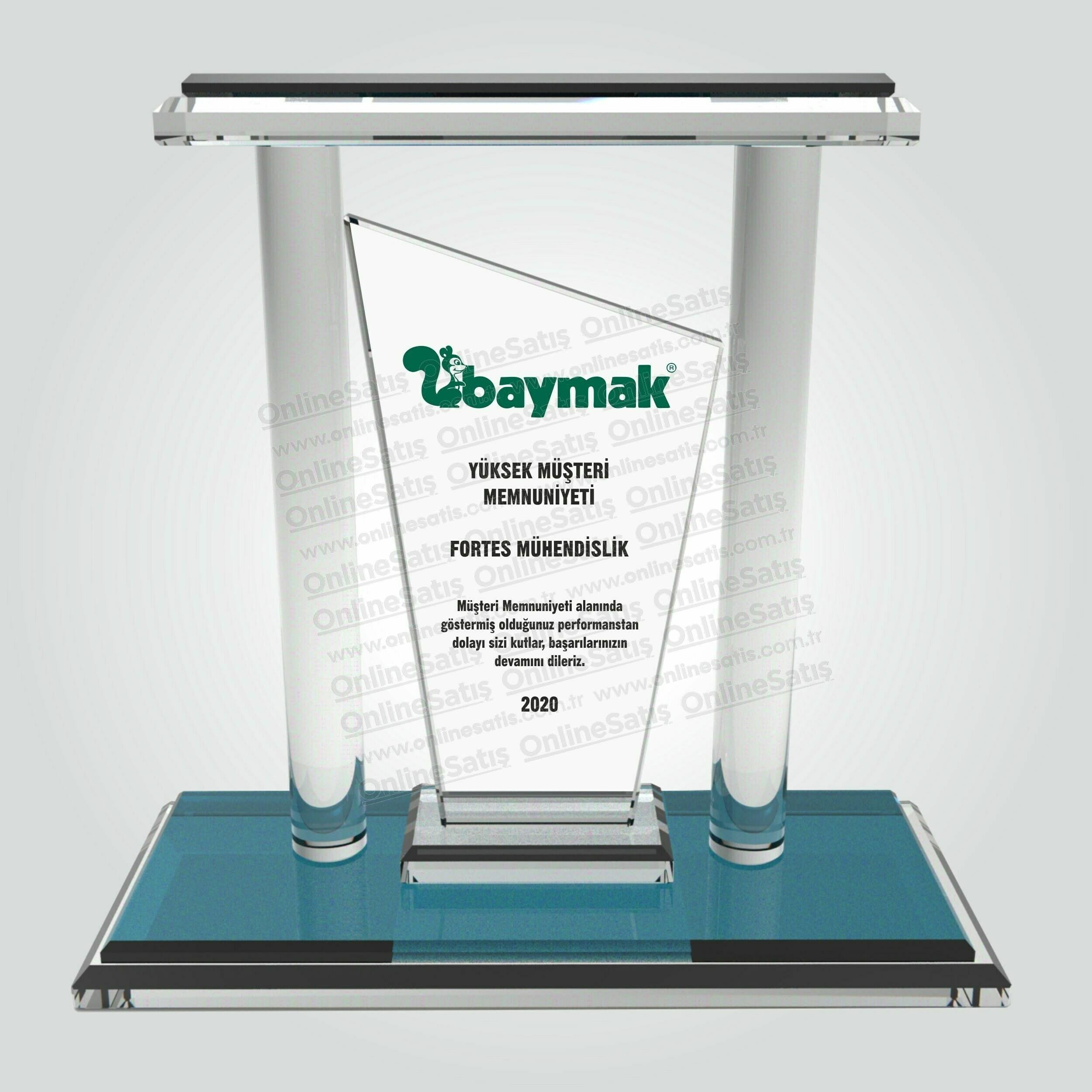 Özel Vip Kristal Cam Başarı ve Memnuniyet Plaketi