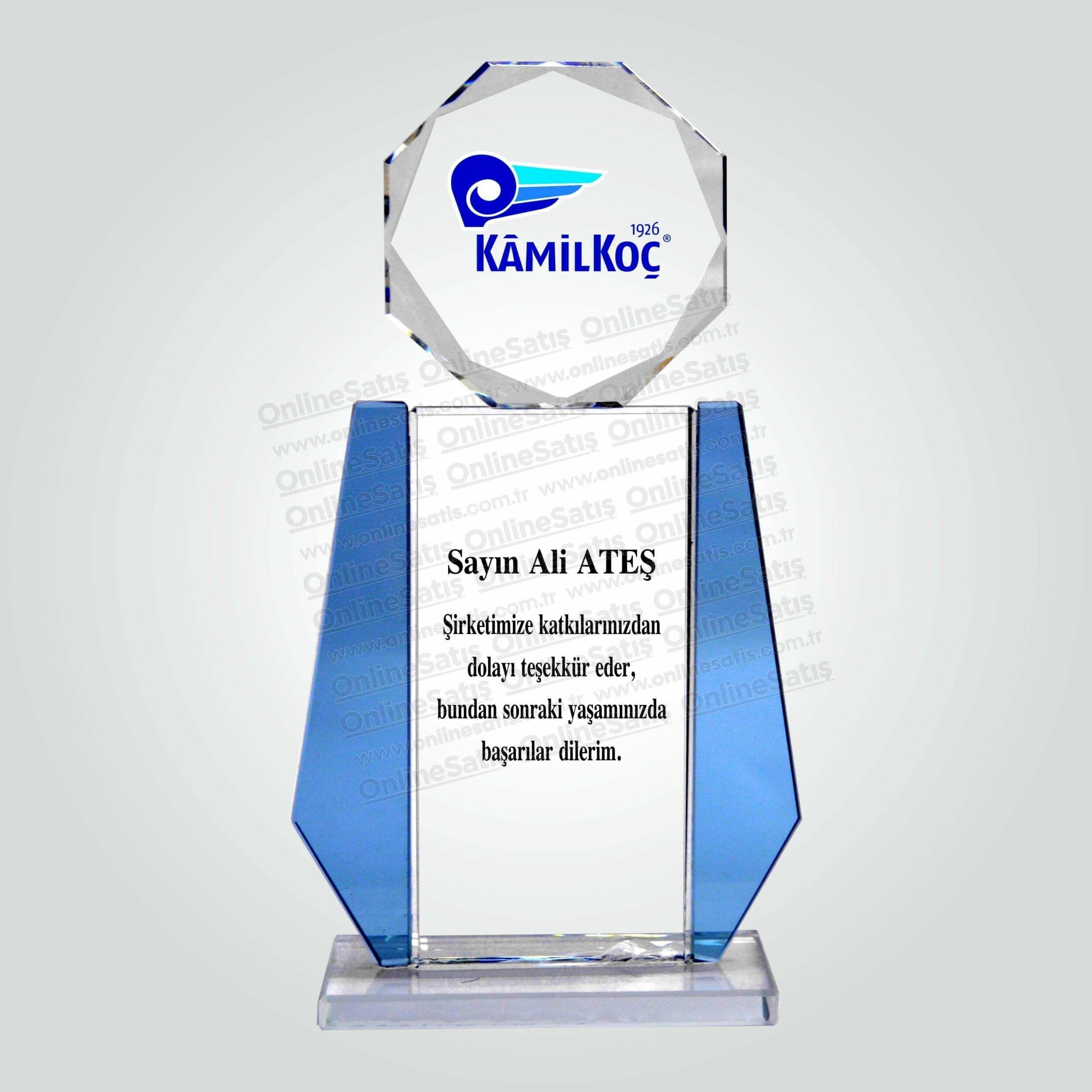 Özel Kesim Kristal Cam İş Birliği Teşekkür Plaketi