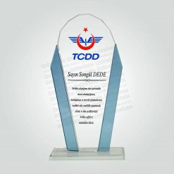 Classic Shop 34 Oval Kesim Renkli Kristal Cam Emeklilik Anısına Plaket