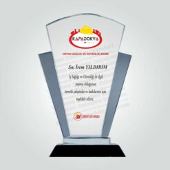 Özel Kesim Kristal Cam Başarı ve Katkı Teşekkür Plaketi