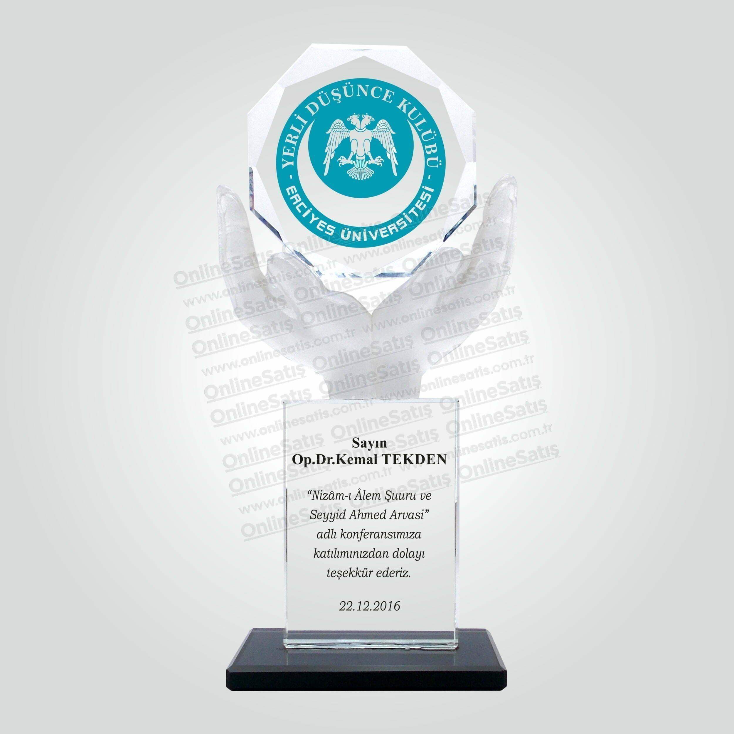 Özel Vip Kristal Cam Konferans Katılım Plaketi 1 Özel Vip Kristal Cam Konferans Katılım Plaketi
